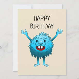 Cartão de Aniversário de Monstro Fofo