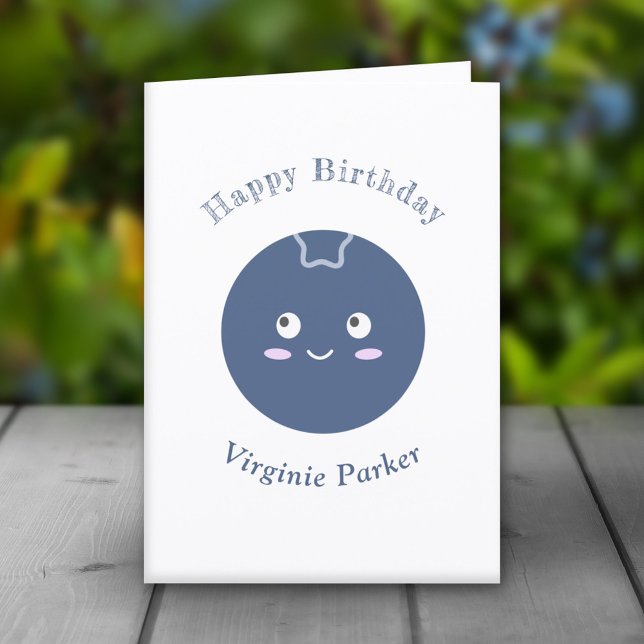 Cartão de Aniversário de Morango Bonito (Cute Blueberry Birthday Card )
