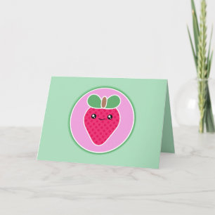 Cartão de Aniversário de Morango Kawaii