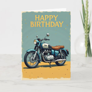 Cartão de Aniversário de Moto Antiga