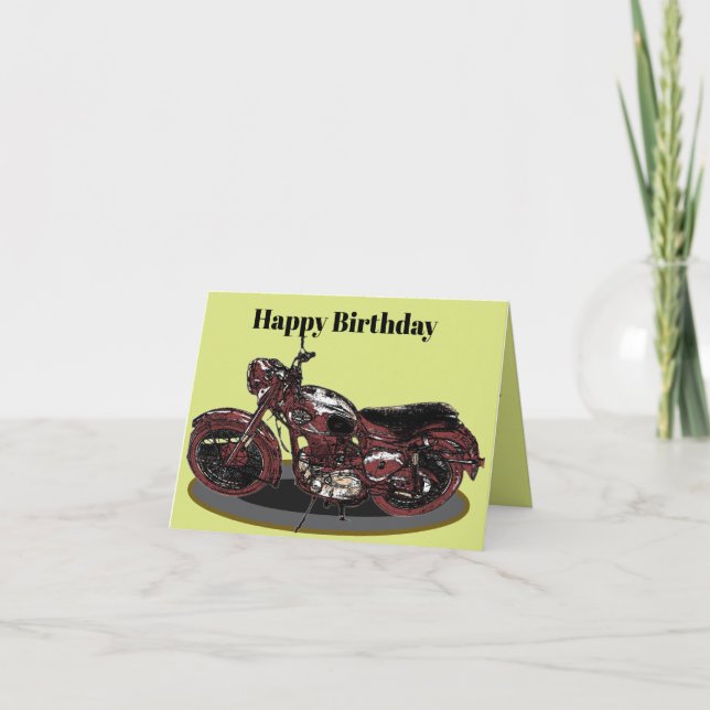Cartão de Aniversário de Moto BSA Antiga (Frente)