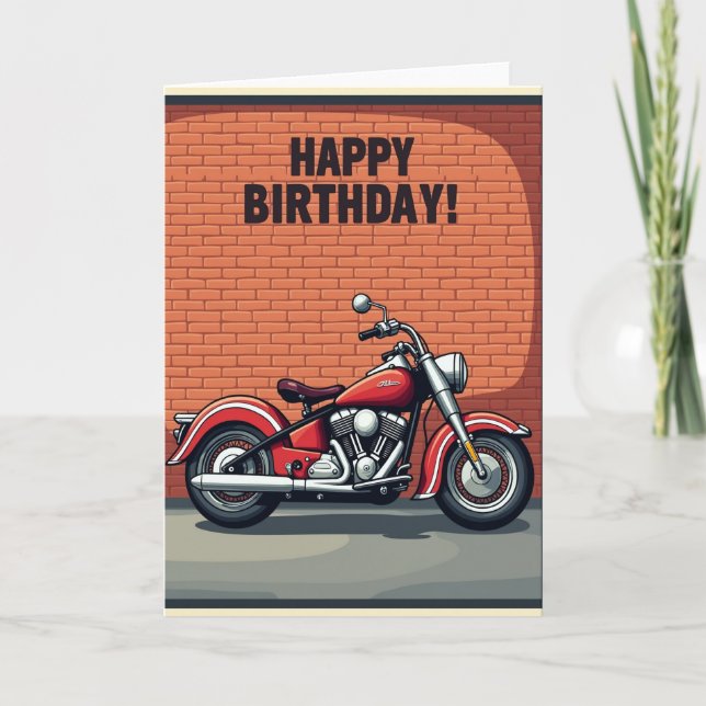 Cartão de Aniversário de Moto Clássica (Frente)