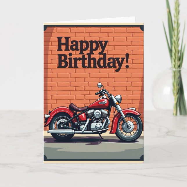 Cartão de Aniversário de Moto Clássica (Frente)