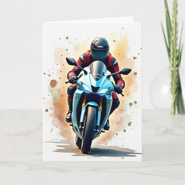 Cartão de Aniversário de Moto Veloz (Frente)