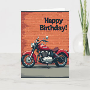 Cartão de Aniversário de Moto Vermelha