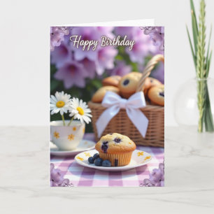 Cartão de Aniversário de Muffin de Frutas