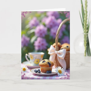Cartão de Aniversário de Muffin de Mirtilo