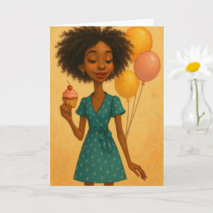 Cartão de Aniversário de Mulher Afro-Americana C