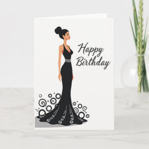 Cartão de Aniversário de Mulher Elegante