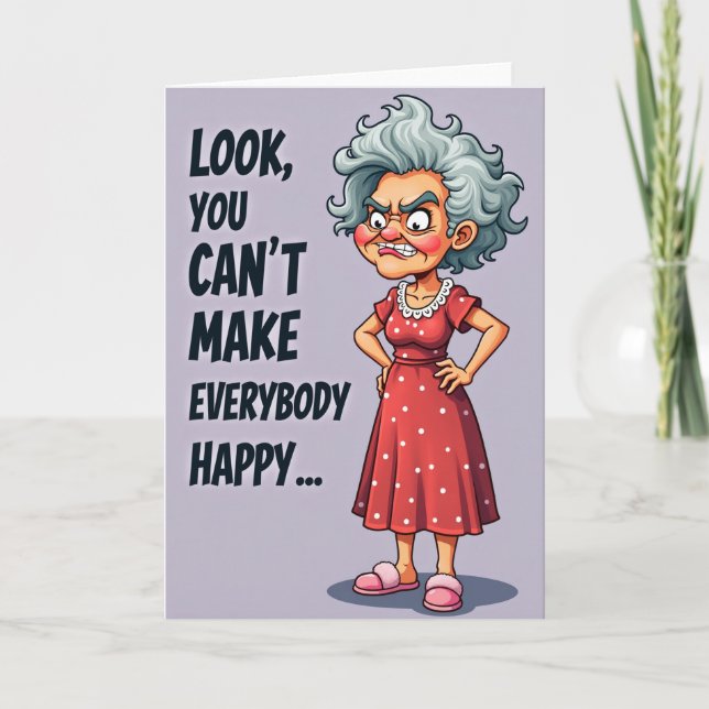 Cartão de Aniversário de Mulher Mal-Humorada (Frente)