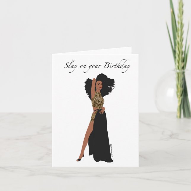 Cartão de aniversário de mulher negra (Frente)