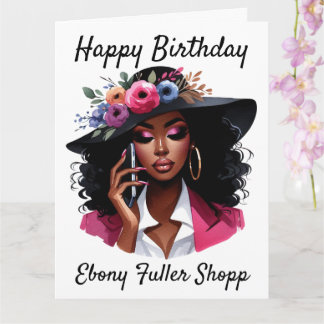 cartão de aniversário de mulher negra