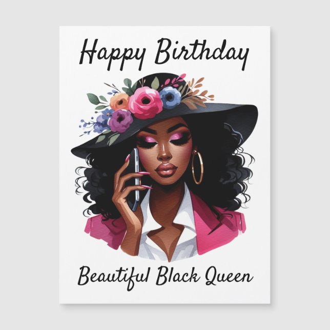 cartão de aniversário de mulher negra (Frente)