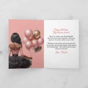 Cartão de Aniversário de Mulher Preta Rosa Glamour