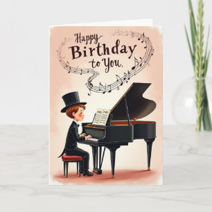 Cartão de Aniversário de Música Elegante