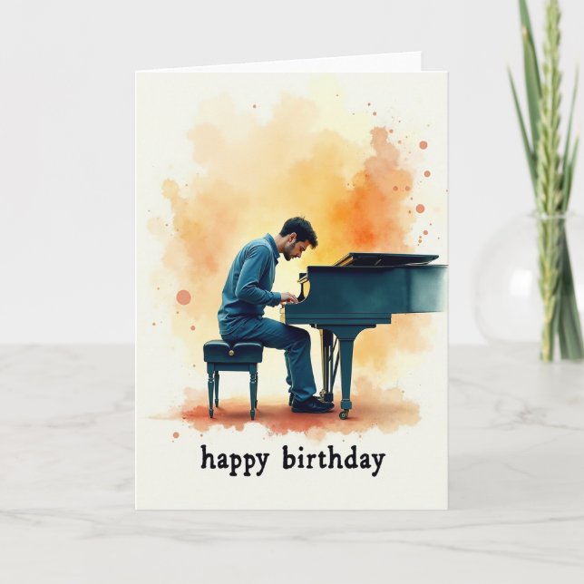 Cartão de Aniversário de Música Pintada (Frente)