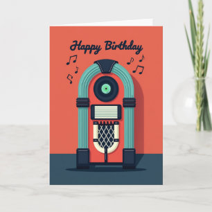 Cartão de Aniversário de Música Retrô