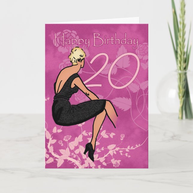 Cartão De Aniversário De na moda 20 - Mulher Moder (Frente)