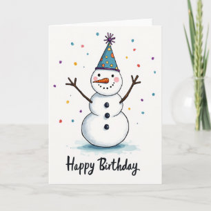 Cartão de Aniversário de Neve Alegre