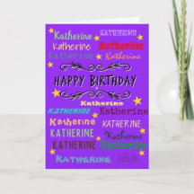 Cartão de aniversário de nome personalizado - vári