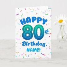 Cartão de Aniversário de Número de Balão 80 Person