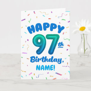 Cartão de Aniversário de Número de Balão 97 Person