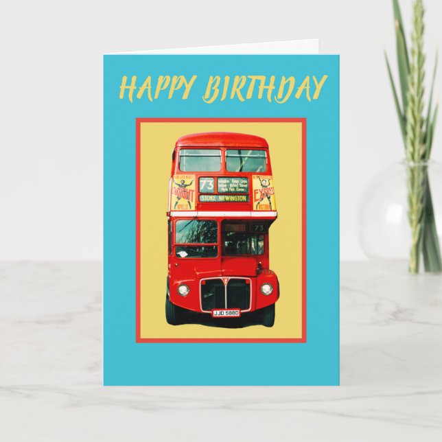 Cartão de Aniversário de Ônibus de Londres (Frente)