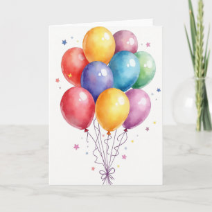 Cartão de Aniversário de Orbes de Aquarela