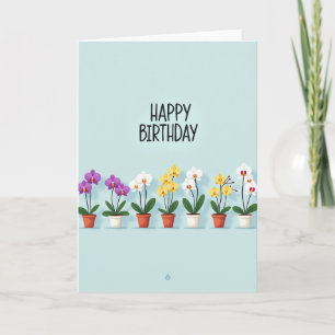 Cartão de Aniversário de Orquídea Alegre