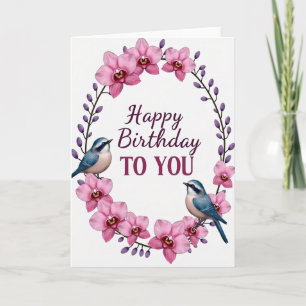 Cartão de Aniversário de Orquídea Roxa
