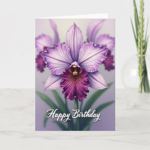 Cartão de Aniversário de Orquídea Roxa Doce