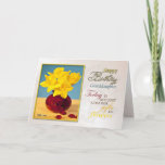 Cartão de aniversário de Ouro daffodils para neta<br><div class="desc">Um cartão de aniversário para dizer como o excelente é! Ouro amarelos num vaso vermelho. Veja toda a gama de convites e cartões na minha loja:http://www.zazzle.com/eggznbeenz. Todos os direitos de trabalho de arte por Norma Cornes.</div>