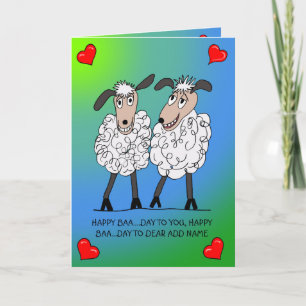Cartão de aniversário de ovelha engraçada