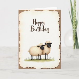 Cartão de Aniversário de Ovelha Fofa
