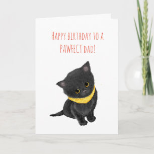 Cartão de aniversário de pai de gatinho preto boni