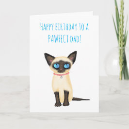 Cartão de aniversário de pai de gatinho siamês bon