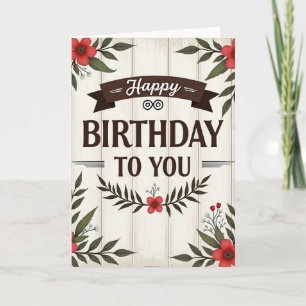 Cartão de Aniversário de Painel de Madeira