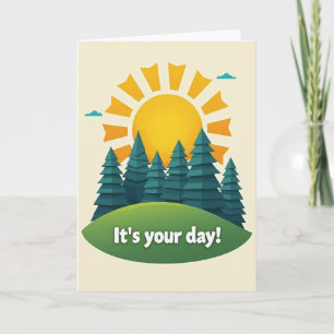 Cartão de Aniversário de Paisagem Ensolarada