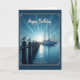 Cartão de Aniversário de Paisagem Marítima Tranqui