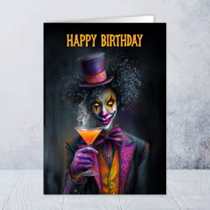 Cartão de aniversário de palhaço de circo dramátic