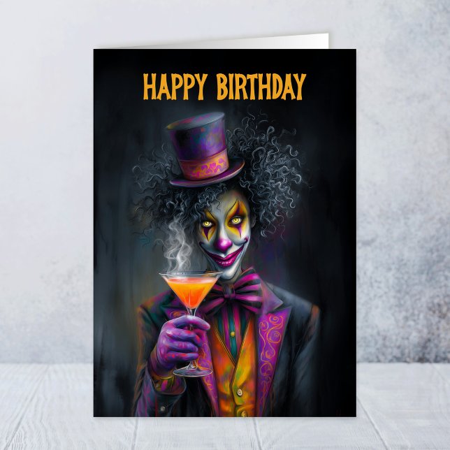 Cartão de aniversário de palhaço de circo dramátic (Criador carregado)