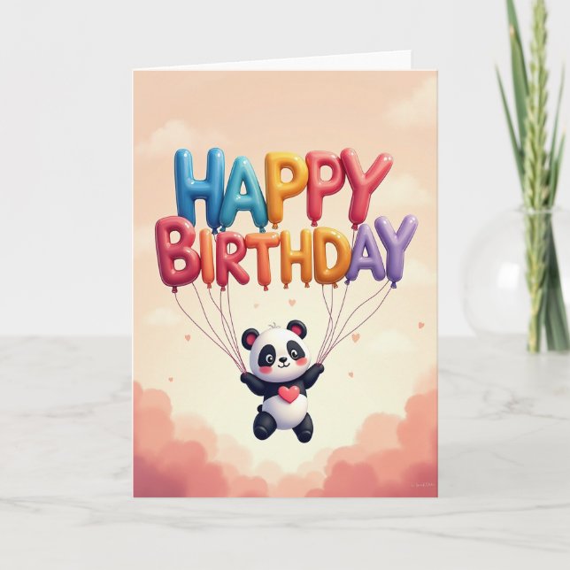 Cartão de Aniversário de Panda Fofo (Frente)