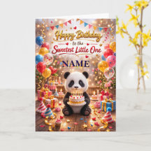 Cartão de aniversário de panda fofo para crianças