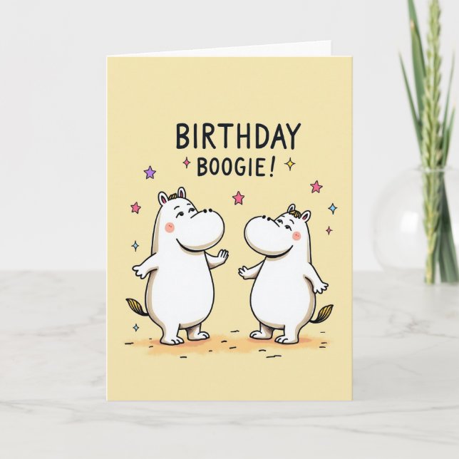 Cartão de Aniversário de Par de Animais Alegres (Frente)