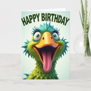 Cartão de Aniversário de Pássaro Alegre