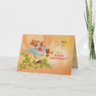 Cartão de Aniversário de Pássaro Azul