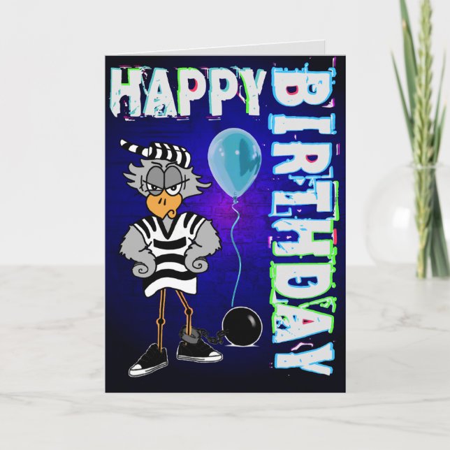 Cartão de Aniversário de Pássaro de Cadeia (Frente)
