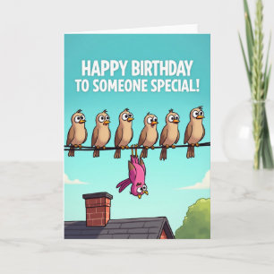 Cartão de Aniversário de Pássaro Divertido