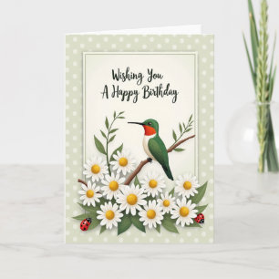 Cartão de Aniversário de Pássaro Floral