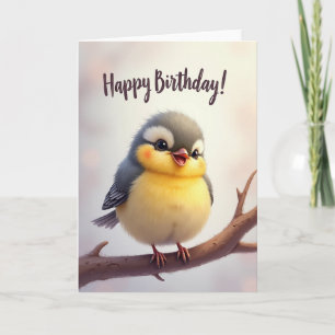 Cartão de Aniversário de Pássaro Fofo Doce